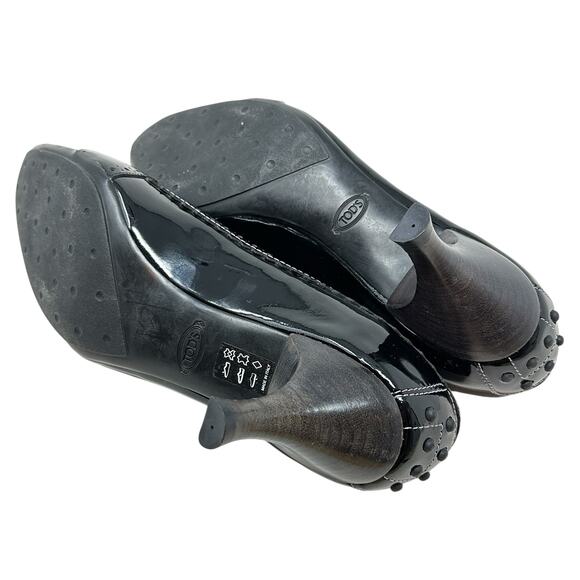 Tod's Pointed Toe Penny Loafer Pumps Heels Patent Leather Black Size US 9.5 - Picture 15 of 15